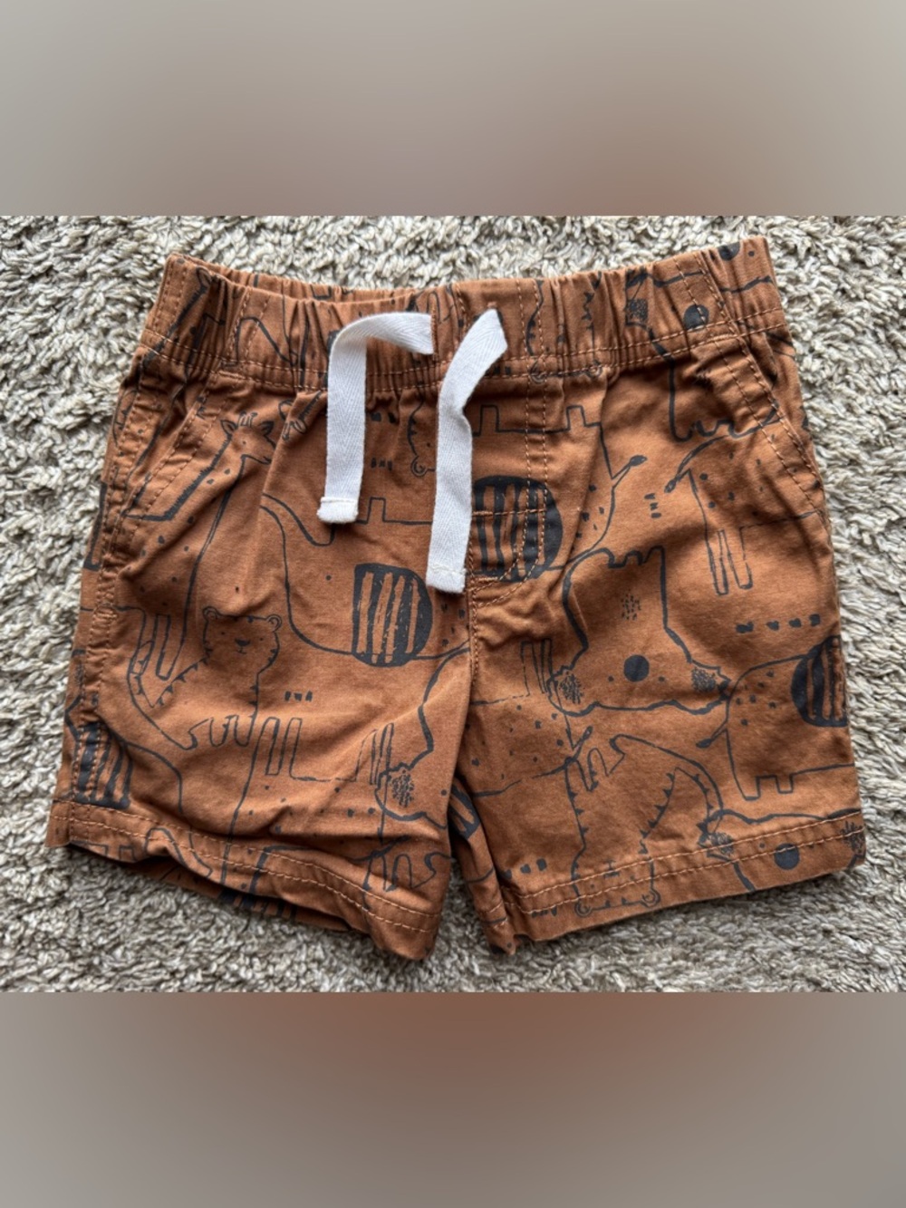 12M Carter’s Just One You Animal Print Shorts Brown Drawstring